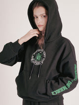 [起毛]Women's Crop  Le Lease Circle HeavyTerry Hoodie Black(FCD4TS714W)