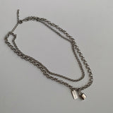 ボールドロック2ラインチョーカーネックレス / jmul Bold Lock Two Lines Chain Choker Necklace