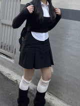 スクールルックシャツカーディガンレイヤードセット / School Look Shirt Cardigan Layered Set