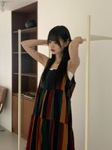 Horner Hippie Bohemian Striped Sleeveless Long Dress