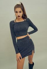 ポイントスリットミニスカート / HIDE Slit Skirt (4606068359286)