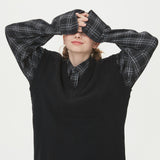 LAMBSWOOL V NECK KNIT VEST_BLACK (6611350913142)