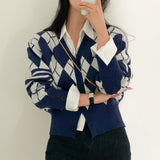 ポイントクロップアーガイルカーディガン / Point Crop Argyle Cardigan