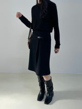 Square wrinkle middle boots 