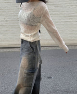 Work cargo denim skirt