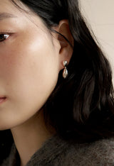 double tear earring - silver