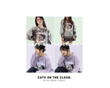 cat on the cloud sweatshirt - purple (6636670845046)