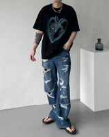 チェンデストロイデニムパンツ / Chen Destroyed Denim Pants (M ~ XL)