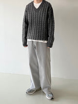 Double twist V neck knit 