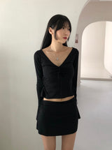 ペリーストラップシャーリング長袖Tシャツ / Perry Strap Shirring T (2color)