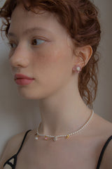 ビンテージニットフラワーピアス/Vintage knit flower earring (Indi pink)