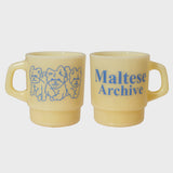 Maltese archive line graphice milk glass