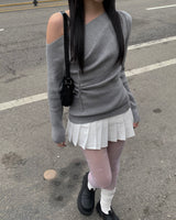 Button pleated skirt pants