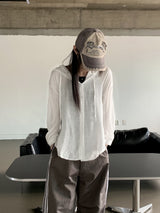 ボクシー シースルー フード 長袖 シャツ カーディガン/ Gelato Summer Boxy See-Through Hood Long-Sleeve Shirt Cardigan