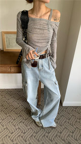 バウアオフショルダー長袖Tシャツ