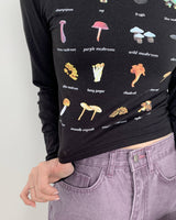 マッシュルーム プリント クロップ Tシャツ