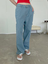 ストライプバンディングデニムパンツ/striped banding denim pants
