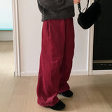 杷木サイド折り返しピンタックコーデュロイロングワイドパンツ