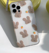 モチブラウンラビットキャロットフォーンケース / Mochi Brown Rabbit Carrot Phone Case