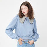 CHECK COLLAR CROP SWEATSHIRT_PASTEL BLUE (6609871077494)