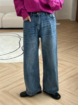 Long wide fit denim pants