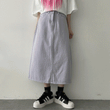 Meat pastel washing cotton long skirt