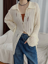 ロングダメージカーディガン / Long Damage Cardigan (3color)