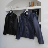Pleddy Crop Leather Jacket (2color) (6676057096310)