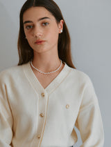 WOOL BLENDED BASIC CARDIGAN IVORY