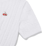スモールチェリーケーブルクロップ丈のショットスリーブニット／(Eunbi's Pick)SMALL CHERRY CABLE CROP SHORT SLEEVE KNIT [WHITE]