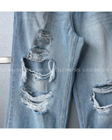ライトブルービンテージデニムパンツ / TR2453 Light blue vintage denim pants (XS–L)