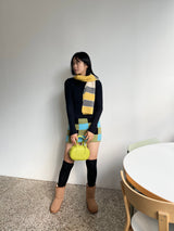 Checkerboard knit mini skirt 