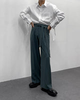 FLベルトサイドバンディングワイドスラックス/FL Belted Side Banding Wide Slacks (4 colors)