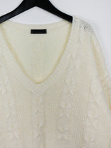 ウールVネックツイストニット/Wool V-neck Twist Knit (3color)