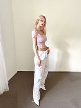 サイドピンタックパンツ/449. Side pintuck pt (bk, wh)