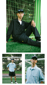 DAKYAM 2023 A/W フットボールパターンサッカールーズクールドライスポーツシャツ