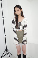 リーズクロップストライプカーディガン / Leeds Crop Stripe CD (2 colors)