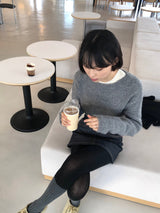 レイヤーボートネックショートニット