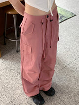 キーフY2Kピンタックポケットストッパーロングワイドカーゴパンツ/ kef Y2K pintuck pocket stopper long wide cargo pants