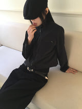 ボルディカットジッパークロップバイカージップアップ