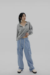 ストリグハーフジップアップスウェットシャツ/String Half Zip Up Sweatshirt (3color)