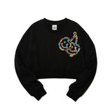 キルシードゥードゥルチェリースプレッドクロップ丈トレーナー／DOOLE CHERRY SPREAD CROP SWEAT [BLACK] (6658899738742)