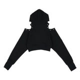 アイレットウォーマークロップフーディー / 223 EYELET WARMER CROP HOODIE - BLACK