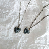 グレーマーブルハートネックレス / Gray marble heart necklace