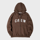 クルーネックフーディージップアップ/CREW HOOD ZIP UP (BROWN)