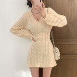 [4color]twisted knit dress