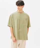 ONE POCKET MINIMAL COLLAR OVERFIT SHIRT (SAGE GEEN) (6585515212918)
