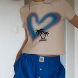 ハートパームツリークロップT / HEART PALM TREE CROP TEE_BEIGE