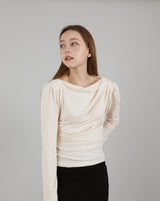 ドレープパフシャーリングTシャツ / Drape Puff Shirring T-shirt Beige