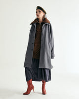 UNISEX WOOL RAGLAN HIDDEN COAT W - TWILL GRAY (6636060770422)